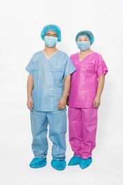Short Sleeve Disposable Scrub Suits Weight 35-50 GSM Eco - Friendly Durable