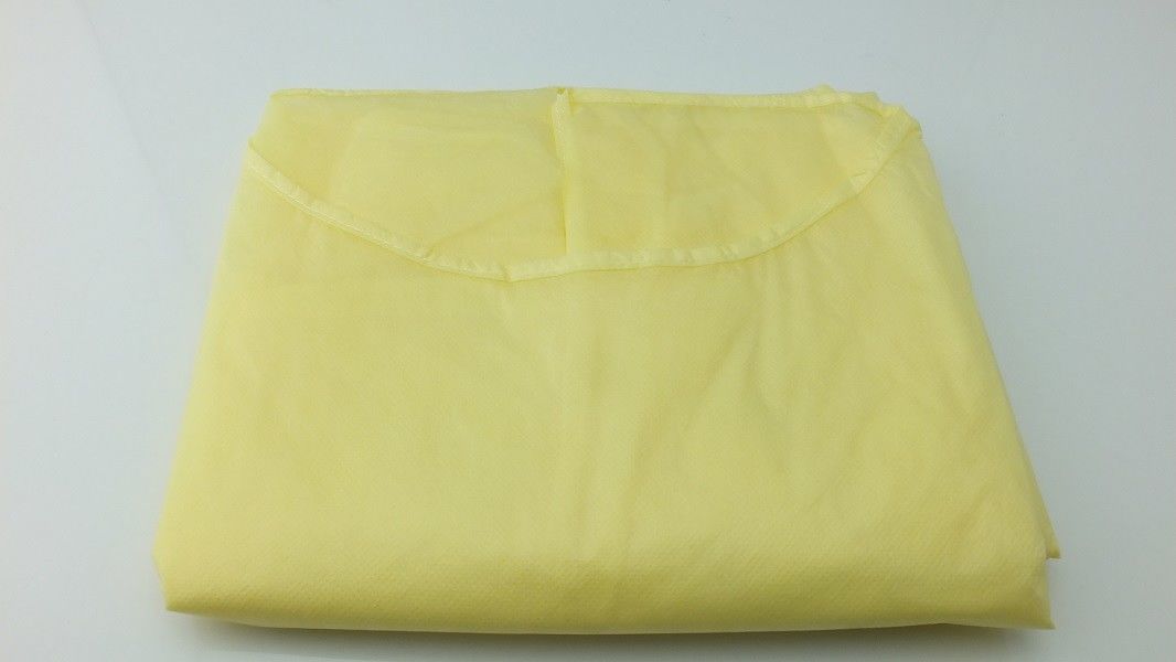 Neck Ties Isolation Gown Yellow Breathable Disposable Coveralls Health Isolation